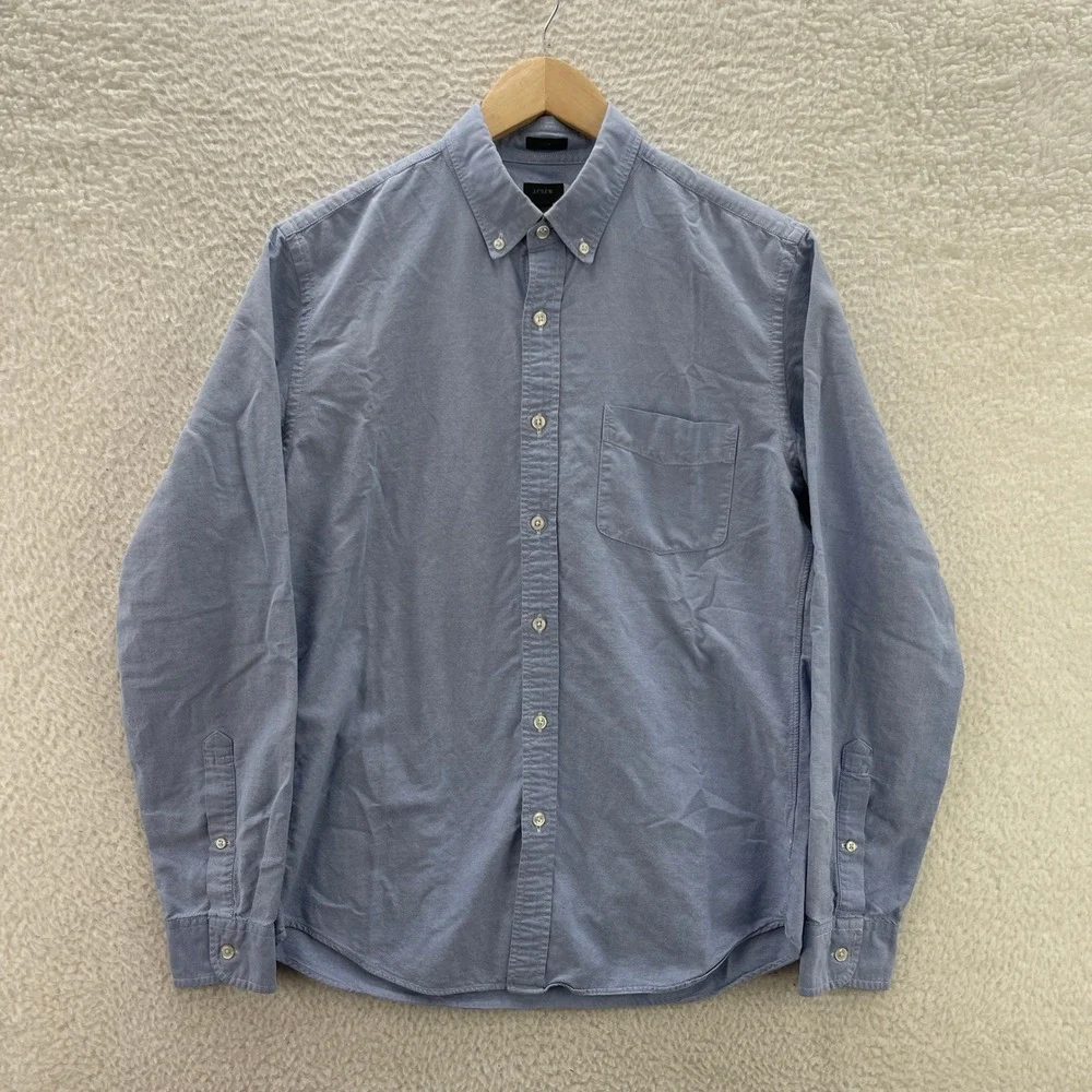 J Crew Shirt Mens M Blue Oxford Slim Fit OCBD Preppy Old Money Luxury Office